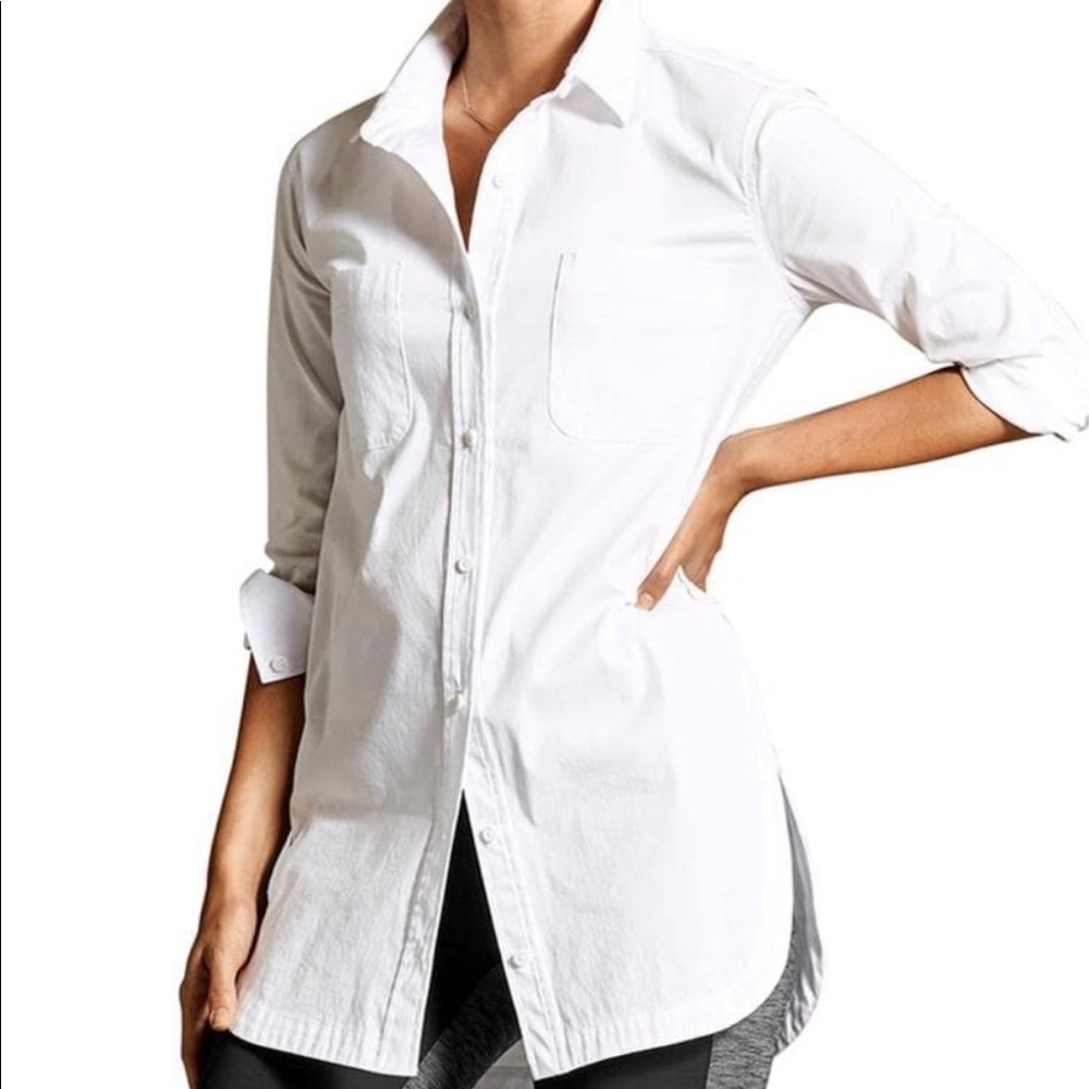 Athleta Long & Lean white button down tunic